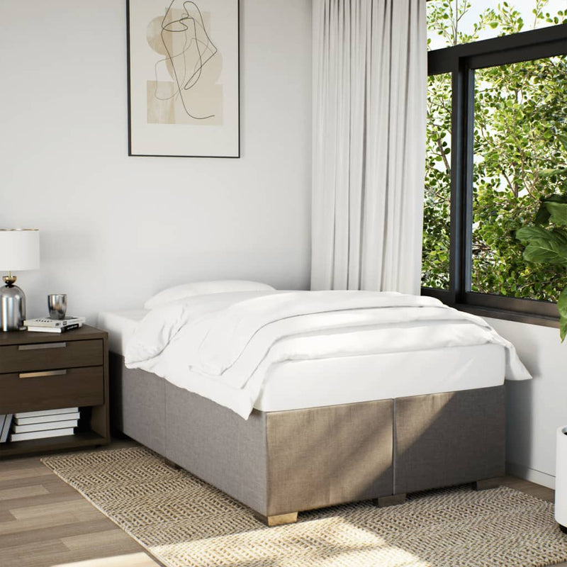 Pat box spring cu saltea, taupe, 120x190 cm material textil