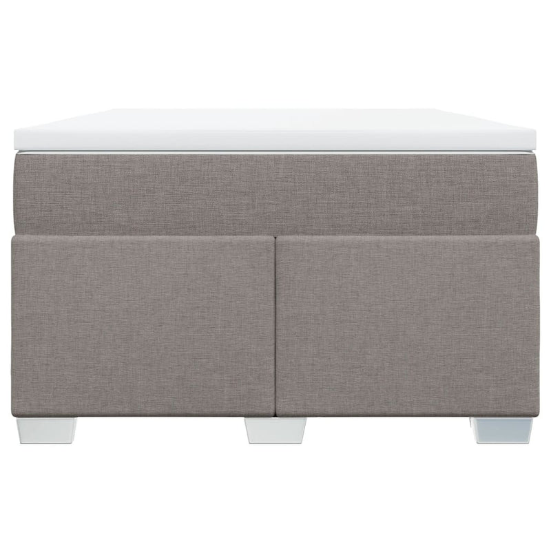 Pat box spring cu saltea, taupe, 120x190 cm material textil