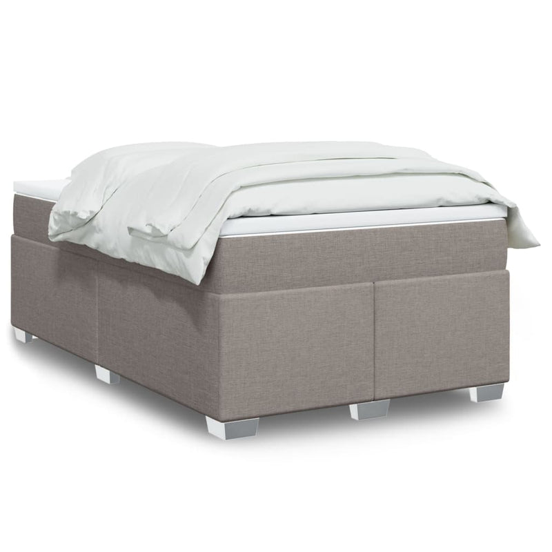 Pat box spring cu saltea, taupe, 120x190 cm material textil