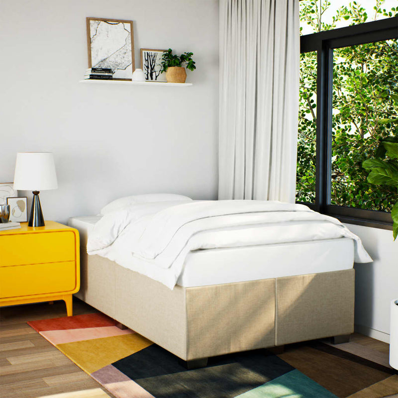 Pat continental cu saltea, crem, 120x190 cm, textil