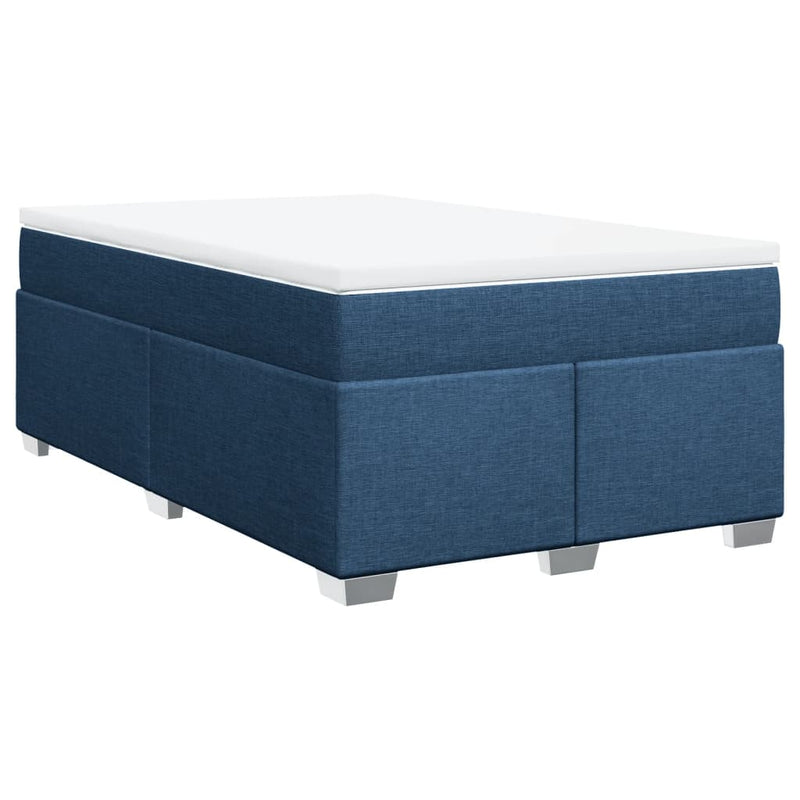 Pat box spring cu saltea, albastru, 120x190 cm, material textil