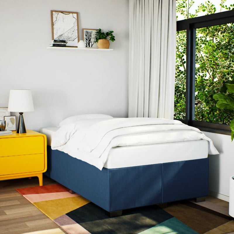 Pat box spring cu saltea, albastru, 120x190 cm, material textil