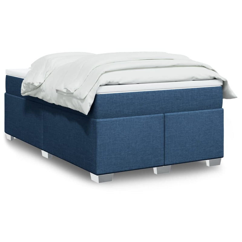 Pat box spring cu saltea, albastru, 120x190 cm, material textil
