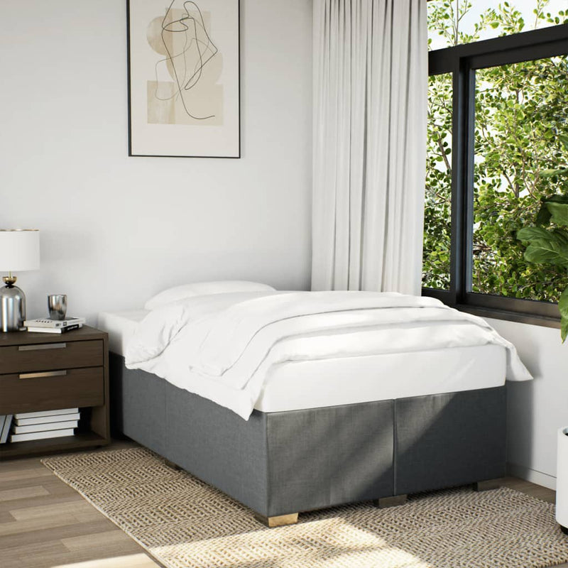 Pat box spring cu saltea, gri închis, 120x200 cm, textil