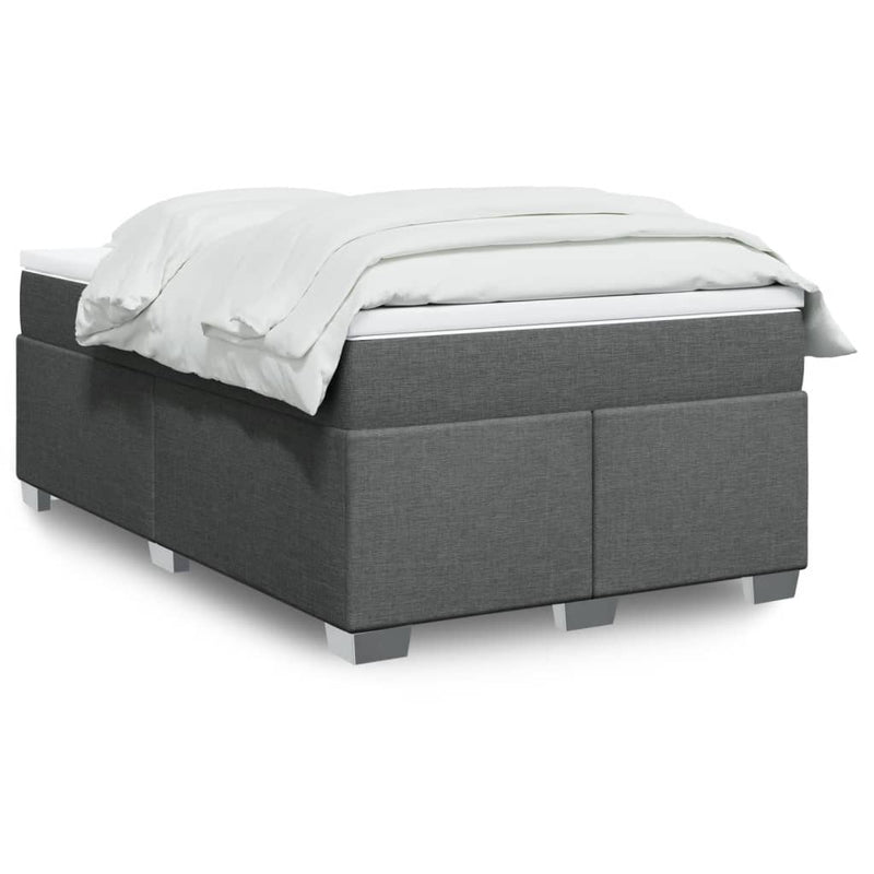 Pat box spring cu saltea, gri închis, 120x200 cm, textil