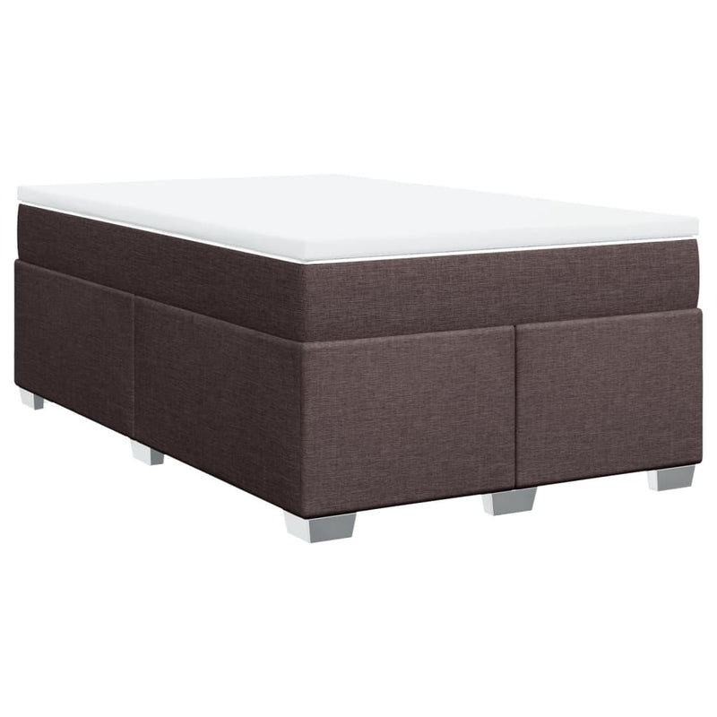 Pat box spring cu saltea, maro închis, 120x200 cm, textil