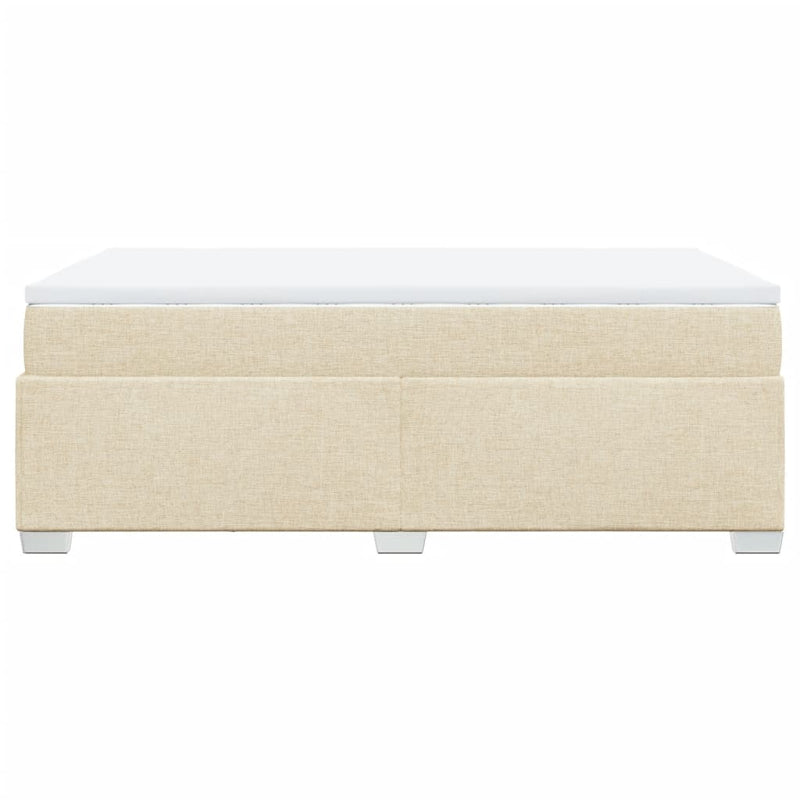 Pat box spring cu saltea, crem, 120x200 cm, textil