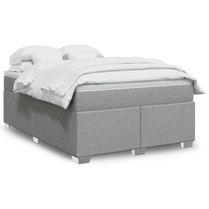 Pat box spring cu saltea, gri deschis, 140x190 cm, textil