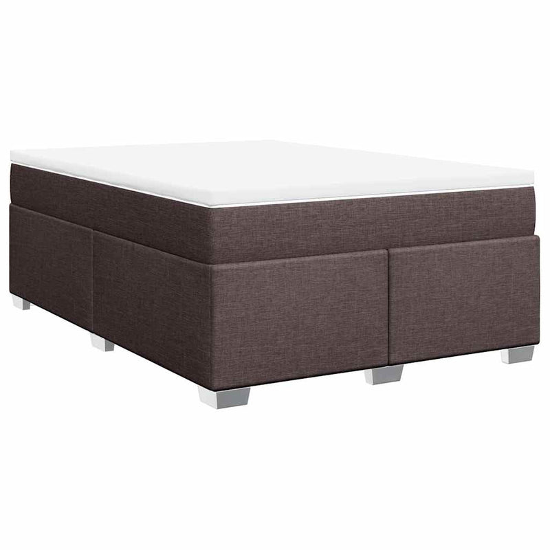 Pat box spring cu saltea, maro închis, 140x200 cm, textil