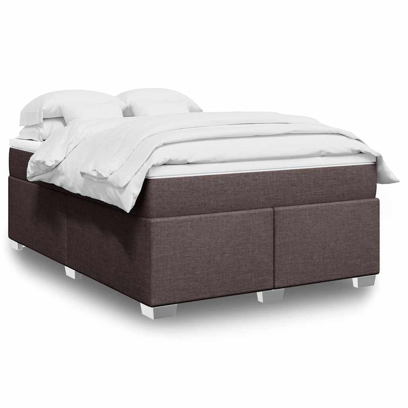 Pat box spring cu saltea, maro închis, 140x200 cm, textil