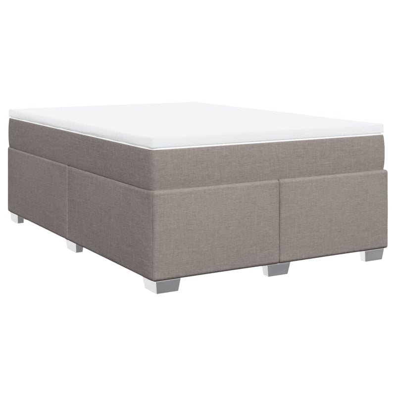 Pat box spring cu saltea, gri taupe, 140x200 cm, textil