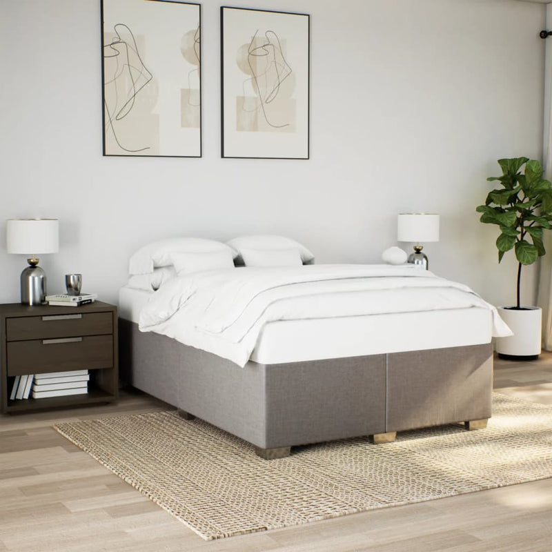 Pat box spring cu saltea, gri taupe, 140x200 cm, textil