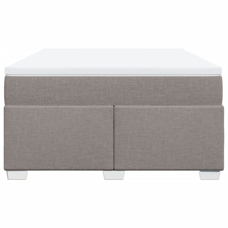 Pat box spring cu saltea, gri taupe, 140x200 cm, textil