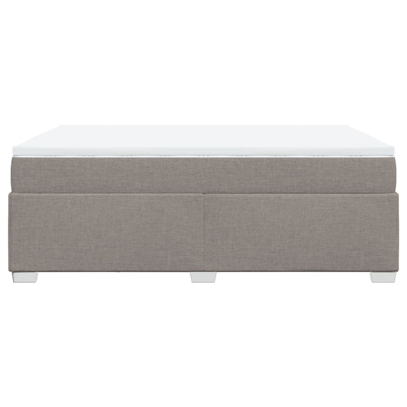 Pat box spring cu saltea, gri taupe, 140x200 cm, textil