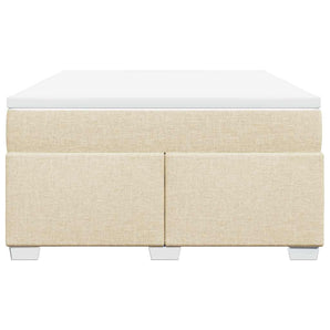 Pat box spring cu saltea, crem, 140x200 cm, textil