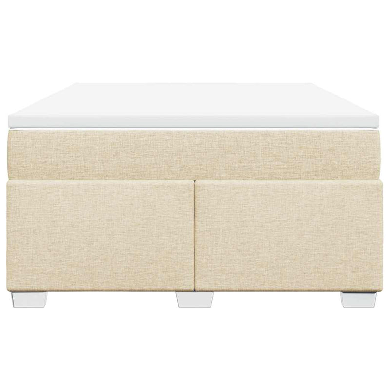Pat box spring cu saltea, crem, 140x200 cm, textil