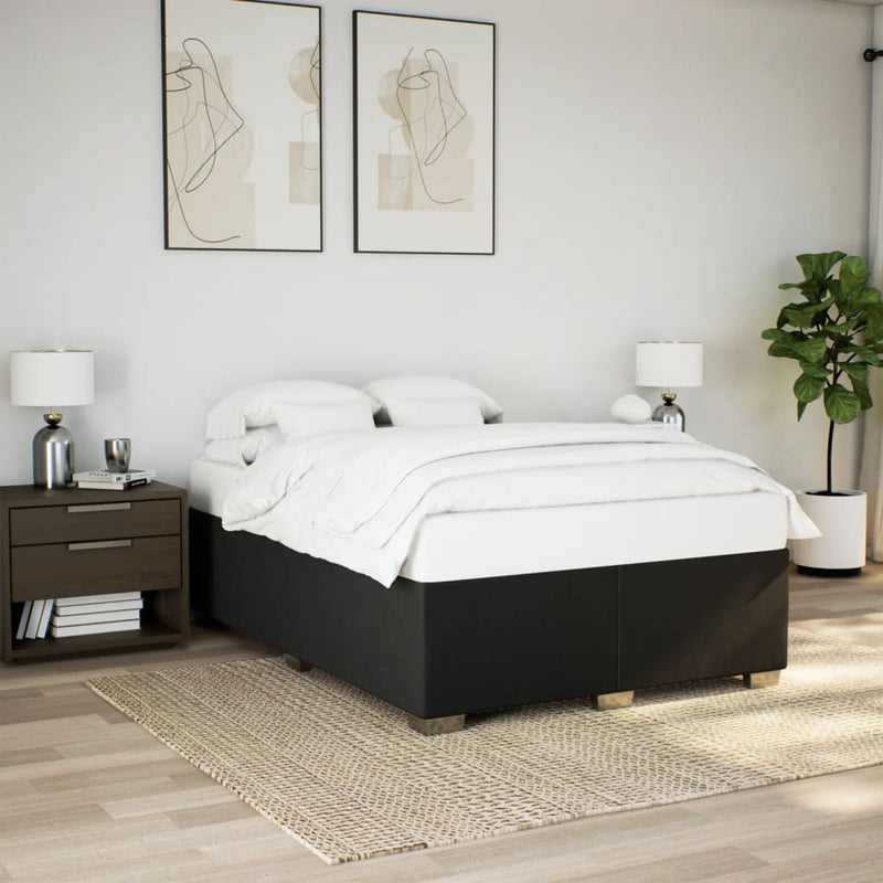 Pat box spring cu saltea, negru, 140x200 cm, textil