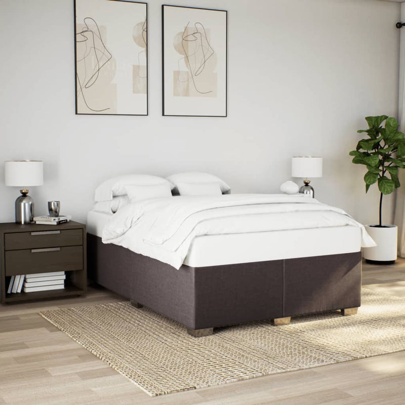 Pat continental cu saltea, maro închis, 140x200 cm, textil