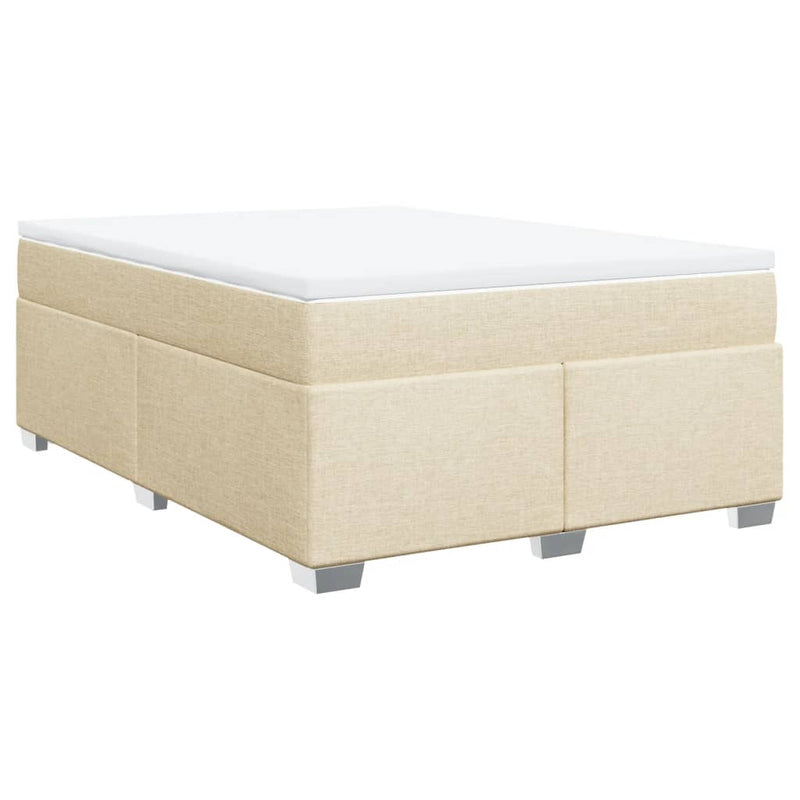 Pat continental cu saltea, crem, 140x200 cm, material textil