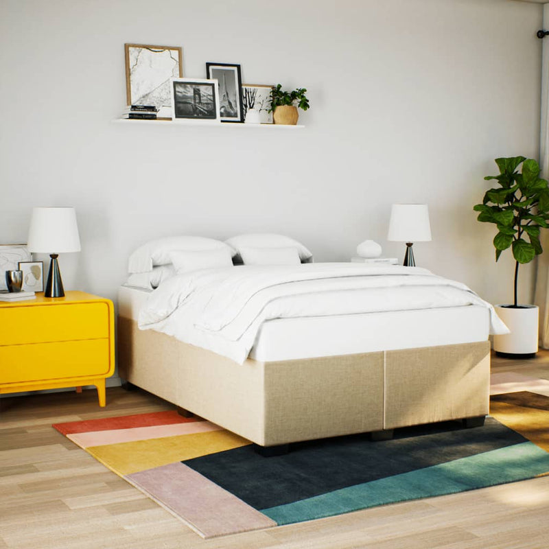Pat continental cu saltea, crem, 140x200 cm, material textil