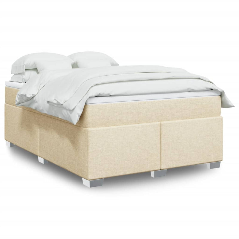 Pat continental cu saltea, crem, 140x200 cm, material textil