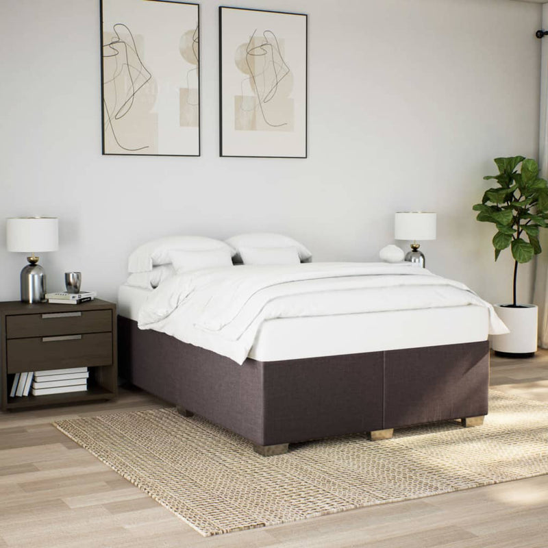 Pat box spring cu saltea, maro închis, 160x200 cm, textil