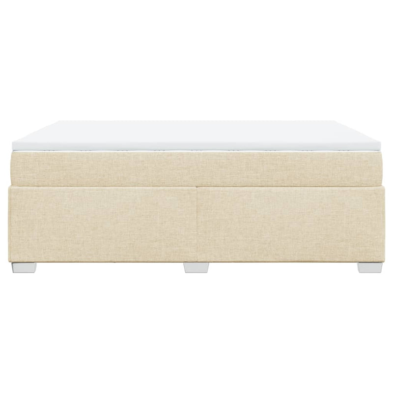 Pat box spring cu saltea, crem, 160x200 cm, material textil