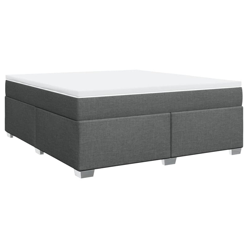 Pat box spring cu saltea, gri închis, 180x200 cm, textil