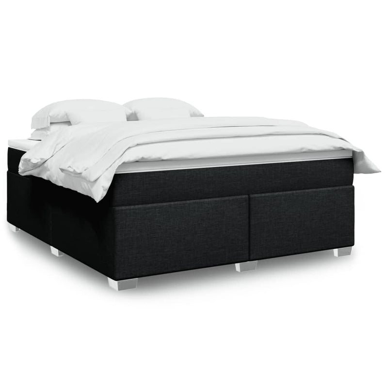 Pat box spring cu saltea, negru, 180x200 cm, catifea