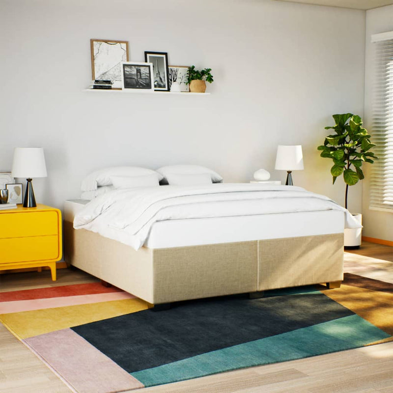 Pat continental cu saltea, crem, 180x200 cm, textil
