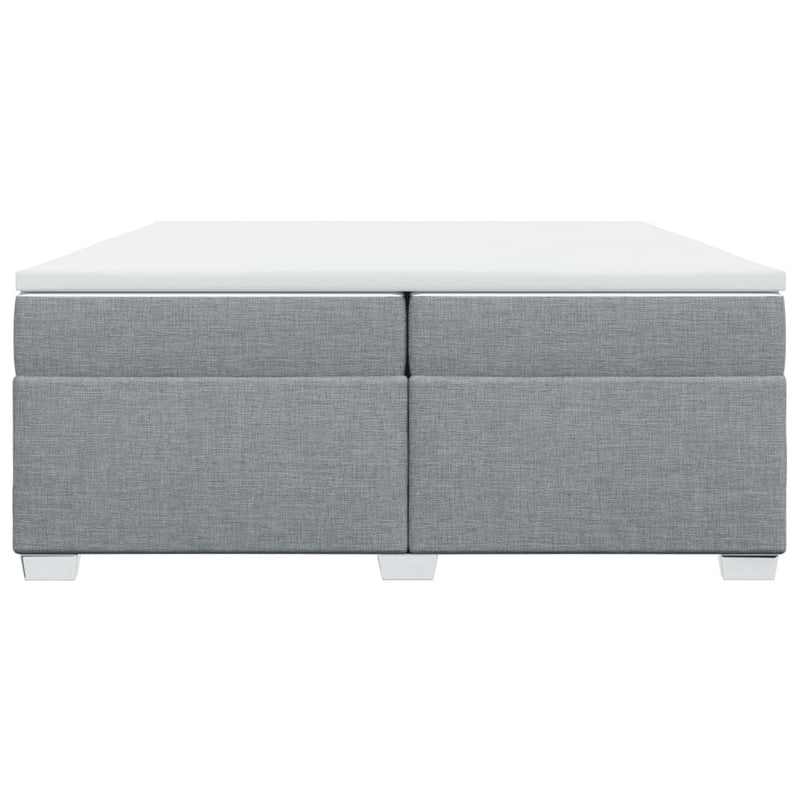 Pat box spring cu saltea, gri deschis, 200x200 cm, textil
