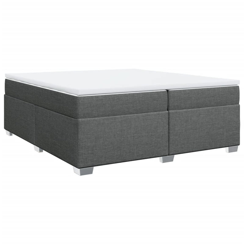 Pat box spring cu saltea, gri închis, 200x200 cm, textil