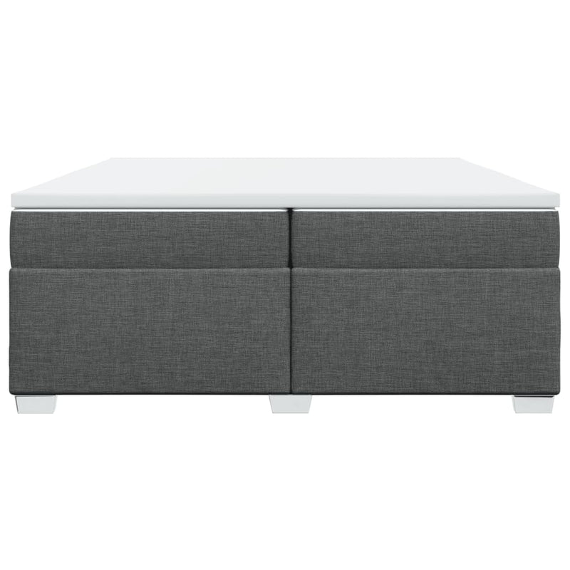 Pat box spring cu saltea, gri închis, 200x200 cm, textil