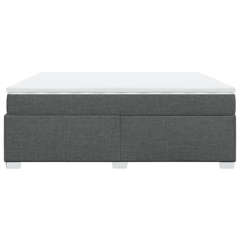 Pat box spring cu saltea, gri închis, 200x200 cm, textil