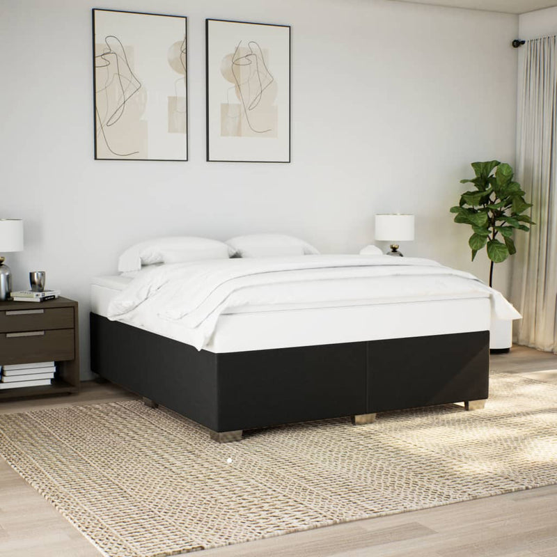 Pat box spring cu saltea, negru, 200x200 cm, textil