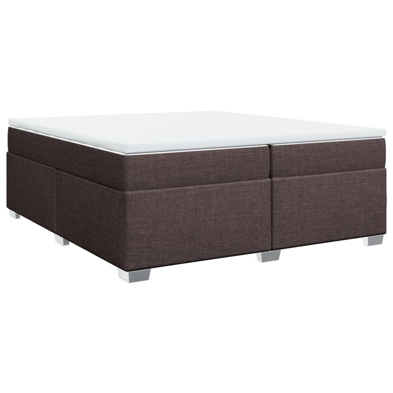 Pat box spring cu saltea, maro închis, 200x200 cm, textil