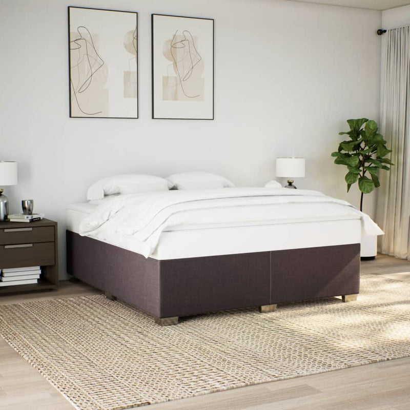 Pat box spring cu saltea, maro închis, 200x200 cm, textil