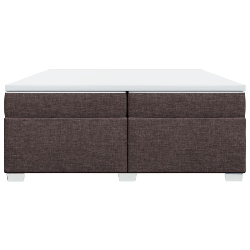 Pat box spring cu saltea, maro închis, 200x200 cm, textil