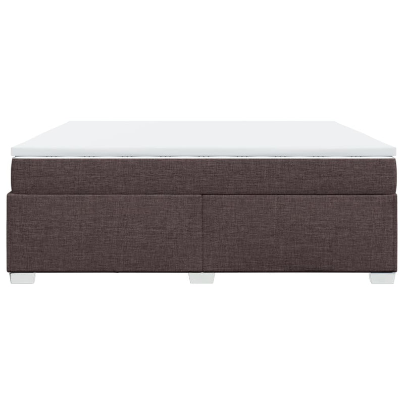 Pat box spring cu saltea, maro închis, 200x200 cm, textil