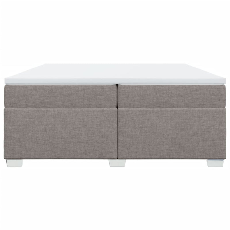 Pat box spring cu saltea, gri taupe, 200x200 cm, textil