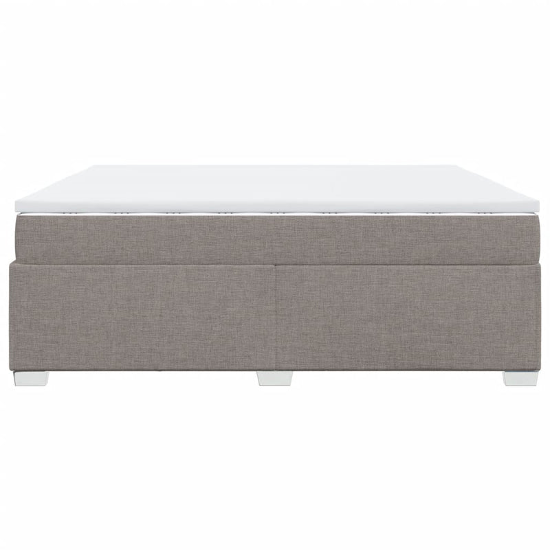 Pat box spring cu saltea, gri taupe, 200x200 cm, textil