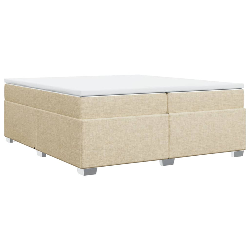 Pat box spring cu saltea, crem, 200x200 cm, textil