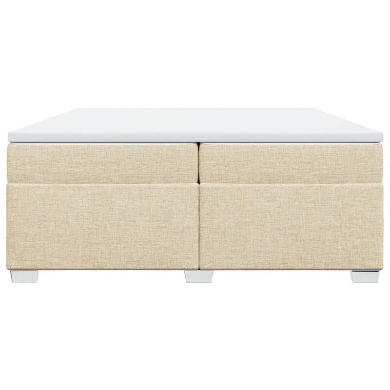 Pat box spring cu saltea, crem, 200x200 cm, textil