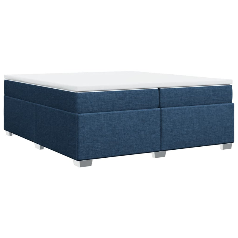 Pat box spring cu saltea, albastru, 200x200 cm, textil
