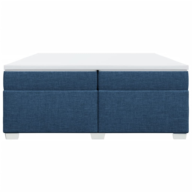 Pat box spring cu saltea, albastru, 200x200 cm, textil