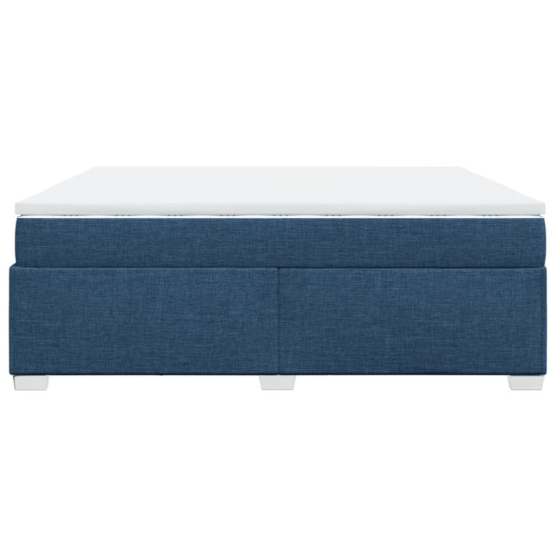 Pat box spring cu saltea, albastru, 200x200 cm, textil