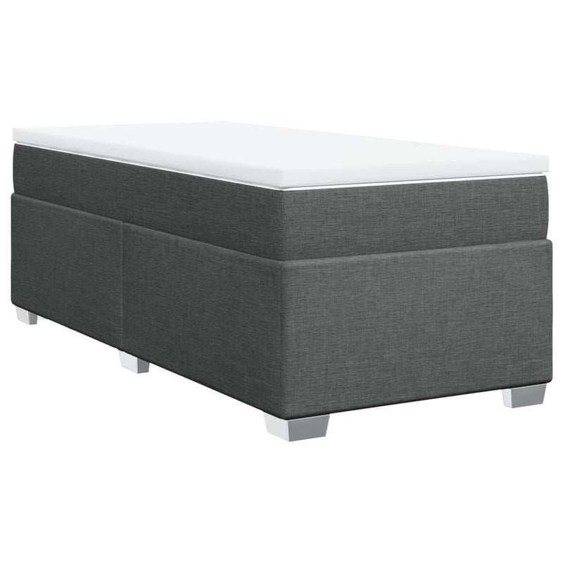 Pat box spring cu saltea, gri închis, 90x190 cm, textil