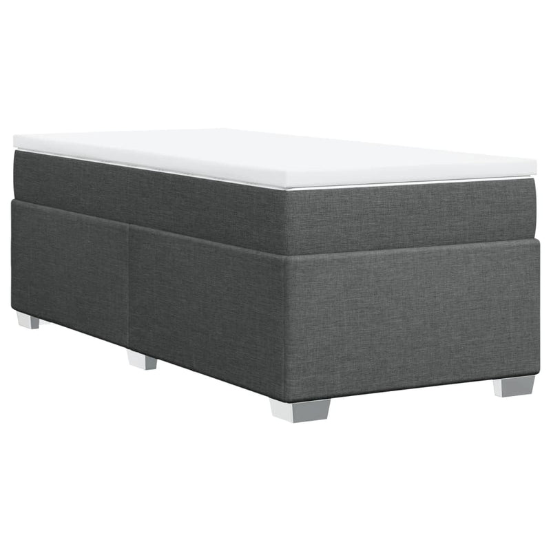Pat box spring cu saltea, gri închis, 90x190 cm, textil
