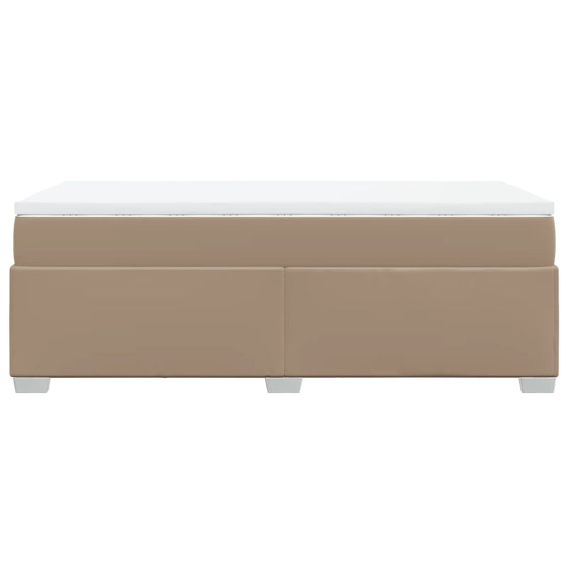 Pat box spring cu saltea, cappuccino, 80x200 cm piele ecologică
