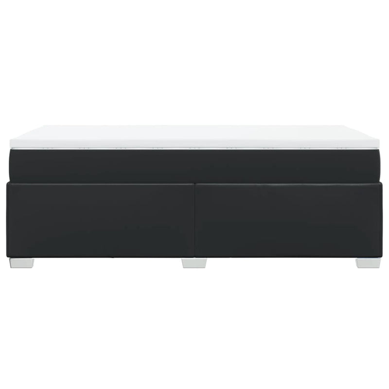 Pat box spring cu saltea, negru, 90x190 cm, piele ecologică